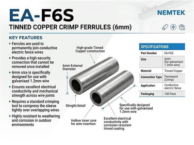 EF FERRULES 6MM - Electric Fencing - 17185002979401