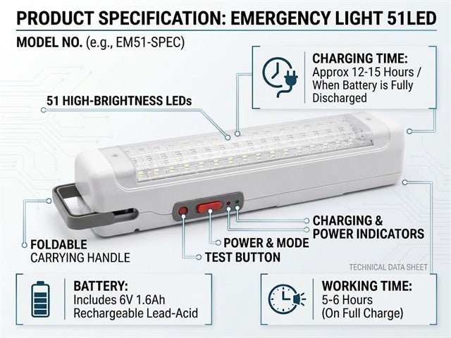 EMERGENCY LIGHT 51LED - Torches & Lights -