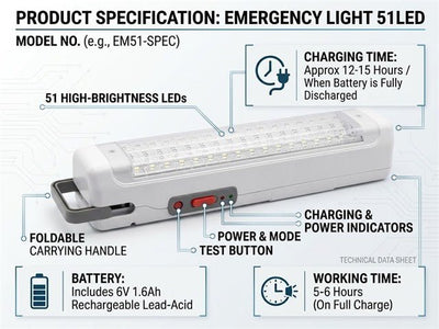 EMERGENCY LIGHT 51LED - Torches & Lights -