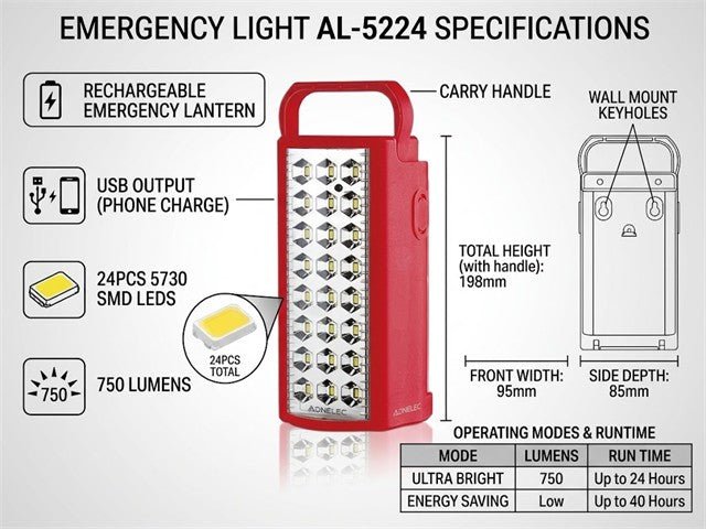 EMERGENCY LIGHT AL-5224 - Torches & Lights -