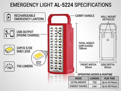EMERGENCY LIGHT AL-5224 - Torches & Lights -