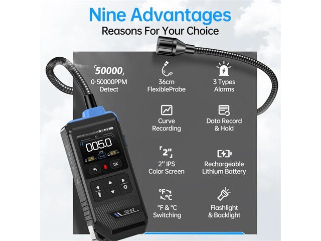FNIRSI GD - 02 COMB GAS DETECTOR - Environmental Test Equipment -