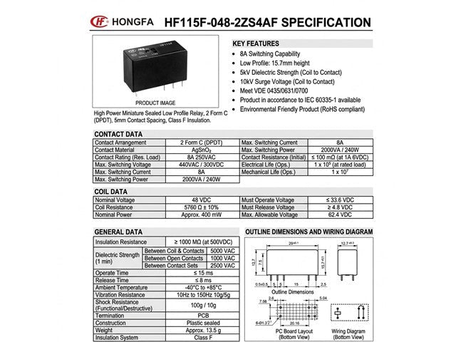 HF115F-048-2ZS4AF - Relays -