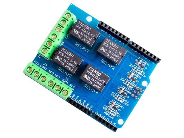 HKD 4 CHANNEL RELAY SHIELD - Power, Battery & Solar -