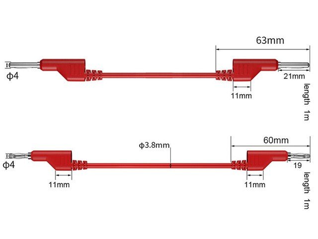 HKD 5X1M SILICONE CROC TO BANANA - Test Leads & Probes -
