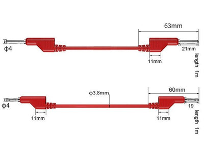 HKD 5X1M SILICONE CROC TO BANANA - Test Leads & Probes -