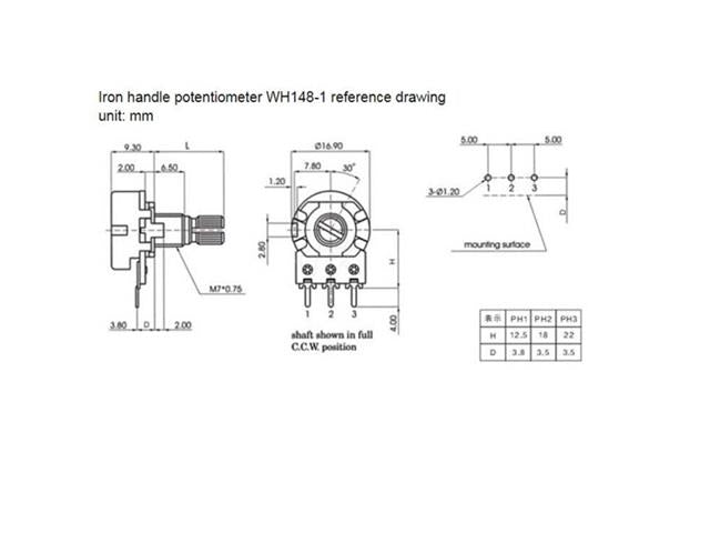 HKD POTLN 502PC SPLINE SHAFT - Potentiometers, Trimmers & Rheostats - BMT POTLN 502PC SPLINE SHAFT