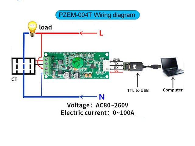 HKD PZEM-004T 100A POWER MONITOR - Power, Battery & Solar -