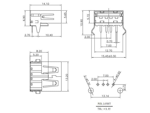 HKD XY - USB151 - 5/PKT COPPER SHELL - Computer Connectors -