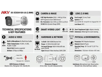 HKV DS-2CD2041G0-LIU (2.8MM) - CCTV Products & Accessories -