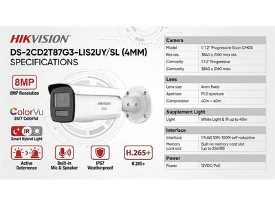 HKV DS-2CD2T87G3-LIS2UY/SL (4MM) - CCTV Products & Accessories - 6936422106485