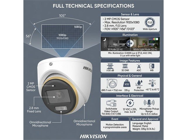 HKV DS-2CE70DF3T-LMFS (2.8MM) - CCTV Products & Accessories - 6942160443348