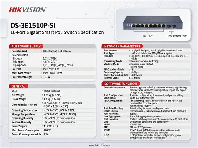 HKV DS-3E1510P-SI - Network Hubs & Switches - 6941264087427