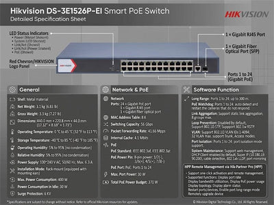 HKV DS-3E1526P-EI - Power over Ethernet - PoE - 6942160449937