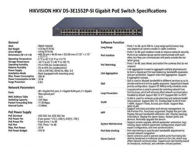 HKV DS-3E1552P-SI - Power over Ethernet - PoE - 6931847195250