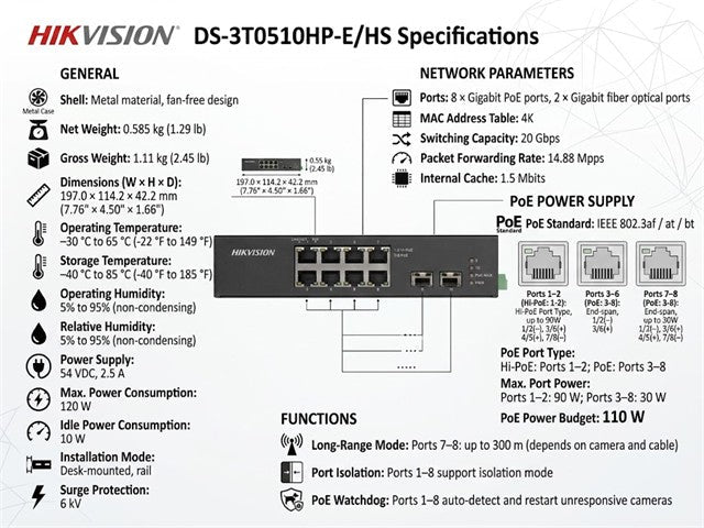 HKV DS-3T0510HP-E/HS - Power over Ethernet - PoE - 6941264038375