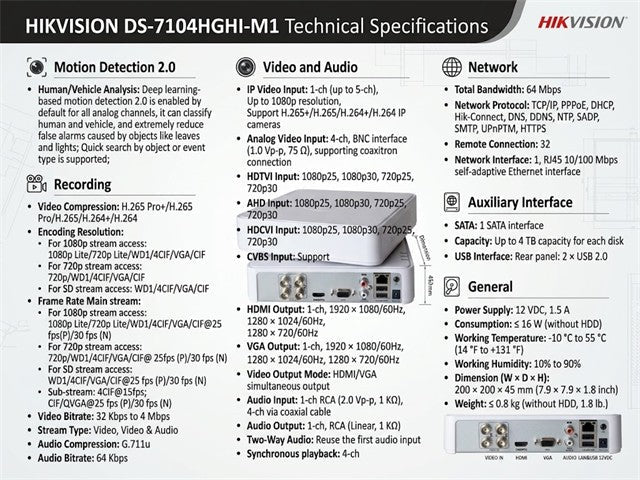 HKV DS-7104HGHI-M1 - CCTV Products & Accessories - 6931847170684