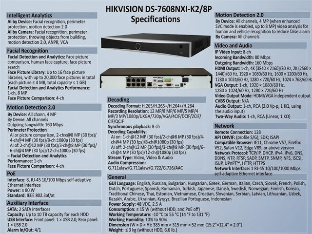 HKV DS-7608NXI-K2/8P - CCTV Products & Accessories - 6931847175092