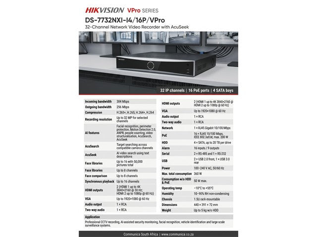 HKV DS-7732NXI-I4/16P/VPRO - CCTV Products & Accessories - 6936422162498