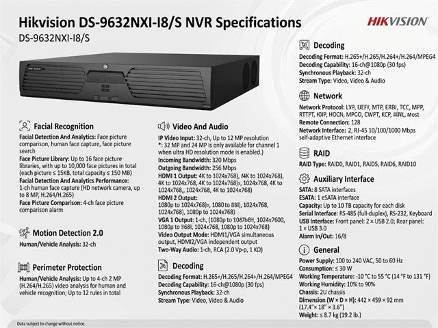 HKV DS-9632NXI-I8/S - CCTV Products & Accessories - 6941264087878