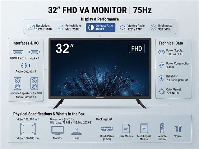 HKV DS-D5032F3-1V0S - Computer Screens, Keyboards & Mouse - 6942160456089