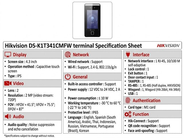 HKV DS-K1T341CMFW - Access Automation - 6931847170318