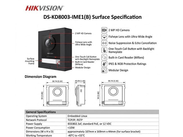 HKV DS-KD8003-IME1(B) SURFACE - Access Automation - 6931847181666