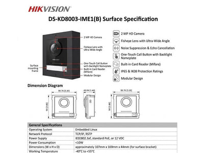 HKV DS-KD8003-IME1(B) SURFACE - Access Automation - 6931847181666