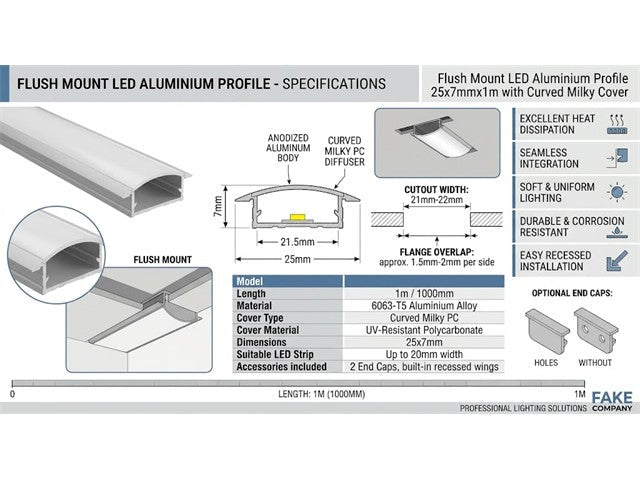 LED AL PROF 25X7 FLSH CURV 1M T1 - LED Displays - 67708255076652