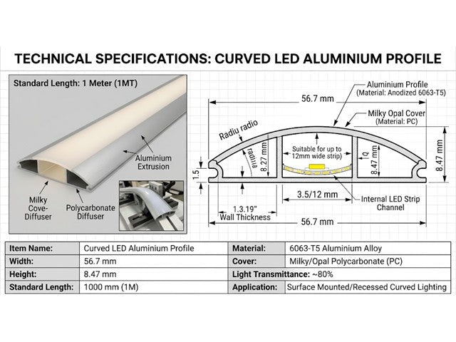 LED AL PROF 56X8 SM CURV 1M T1 - LED Displays - 67708253143340