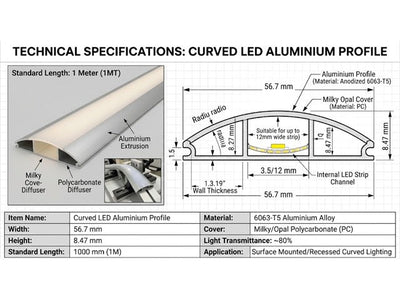 LED AL PROF 56X8 SM CURV 1M T1 - LED Displays - 67708253143340