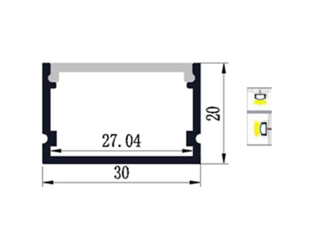 LED ALUM PROF 30X20 FLT 1MT - LED Accessories -