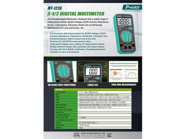 PRK MT - 1226 - Multimeters & Voltmeters - 4711552768556