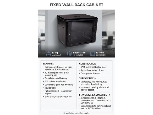 RACK 9U FIXED WALL BOX - Rack & Cabinets - 17184525910089