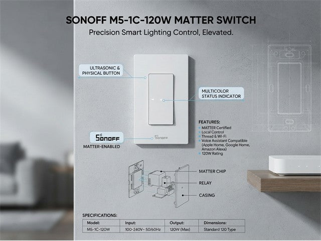 SONOFF M5-1C-120W MATTER SWITCH - Home Automation - 6920075777857