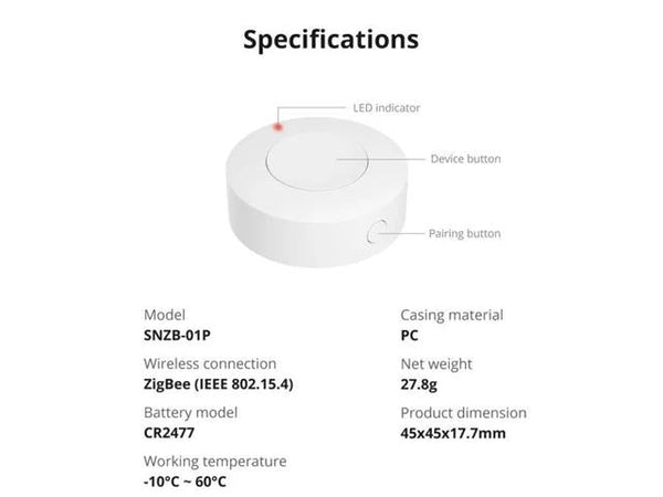 SONOFF SNZB-01P Zigbee Wireless Switch - Inteligentné tlačidlo SONOFF SNZB-01P Zigbee Wireless Switch - Inteligentné tlačidlo