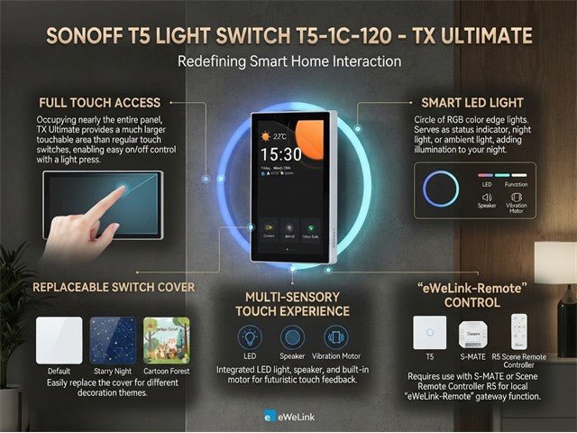 SONOFF T5 LIGHT SWITCH T5-1C-120 - Home Automation - 6920075740226