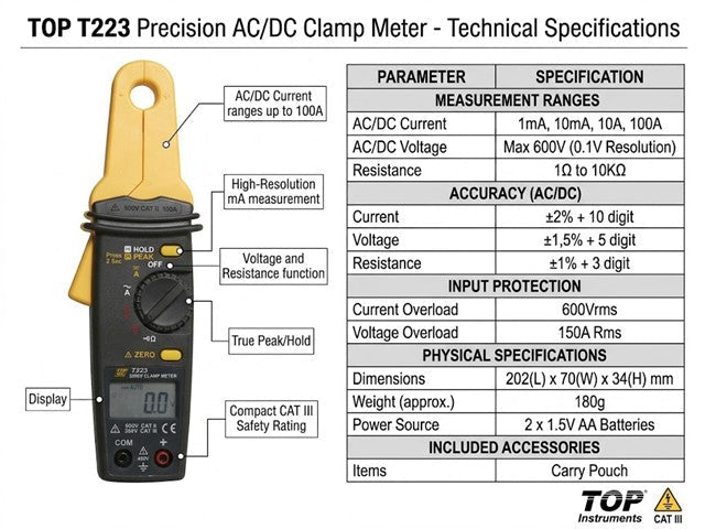 TOP T223 - Clamp Multimeters & Accessories - 6005242054099