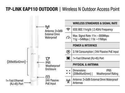 TP-LINK EAP110 OUTDOOR - Wifi Routers Dongles & Accessories - 6935364097752
