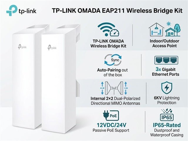 TP-LINK EAP211 BRIDGE KIT - Wifi Routers Dongles & Accessories - 4895252502541