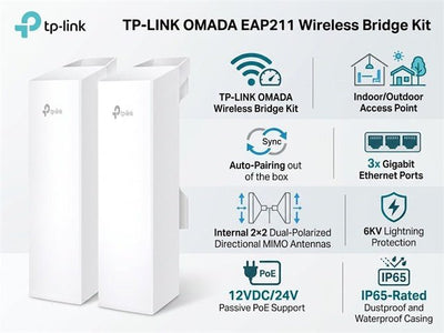 TP-LINK EAP211 BRIDGE KIT - Wifi Routers Dongles & Accessories - 4895252502541