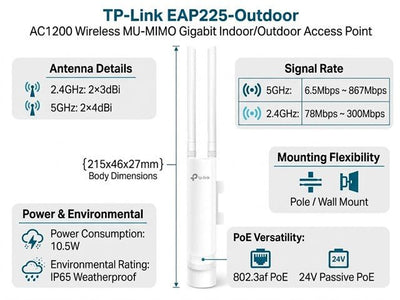 TP-LINK EAP225 OUTDOOR - Wifi Routers Dongles & Accessories - 6935364083571