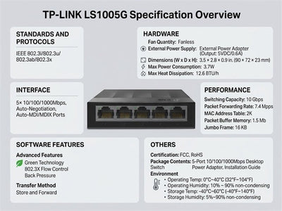 TP-LINK LS1005G - Network Hubs & Switches - 6935364085469
