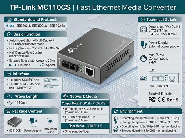 TP-LINK MC110CS - HDMI / VGA / AV Converters - 6935364030407