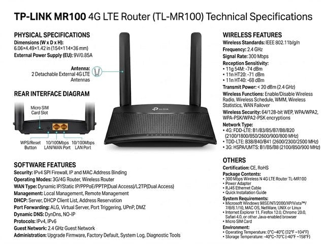 TP-LINK MR100 - Wifi Routers Dongles & Accessories - 6935364088804