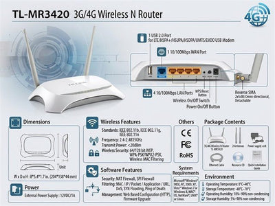 TP-LINK MR3420 - Wifi Routers Dongles & Accessories - 845973051495