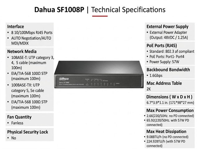 TP-LINK SF1008P - Network Switches Racks & Accessories - 6935364021665