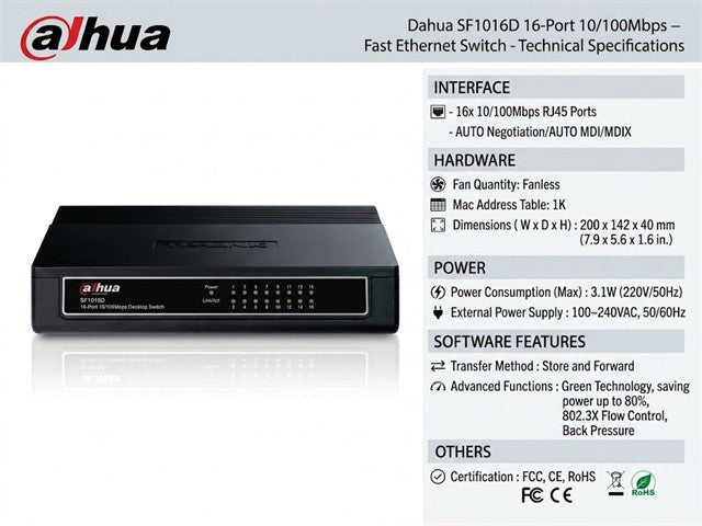 TP-LINK SF1016D - Network Switches Racks & Accessories - 6935364020293