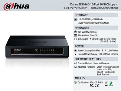 TP-LINK SF1016D - Network Switches Racks & Accessories - 6935364020293
