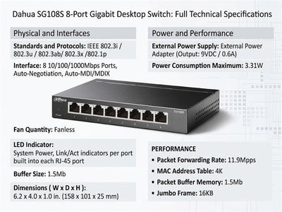 TP-LINK SG108S - Network Switches Racks & Accessories - 6935364021153